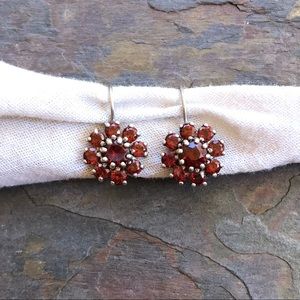 Gorgeous garnets! Flower drop earrings